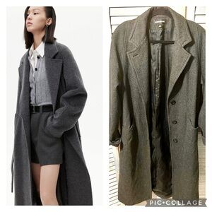 DONNYBROOK WOOL MIDI Dark Grey Fall Winter Peacoat Trench Coat